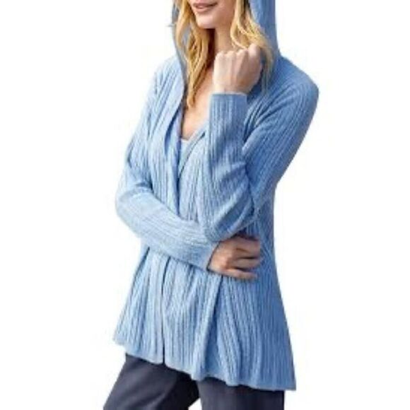 Barefoot Dreams NWT CozyChic Namaste Rib Hooded Cardi - Women’s 2X
